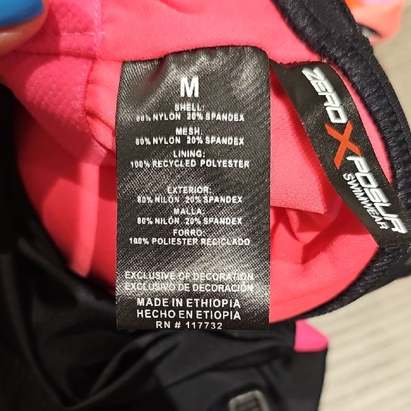 ZeroXposur Women's Tropical Print Swim Dress - Pink, Yellow, Black - Picture 12 of 12